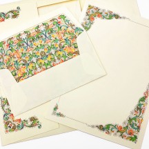 Italian Stationery Letter Writing Set in Portfolio ~ 10 sheets + 10 envelopes ~ Multi-color Florentine